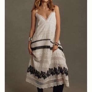 Anthropologie Ivory and Black Lace Dress